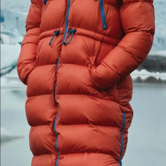 Hunter Orange Long Puffer Coat - Picture 2 of 5